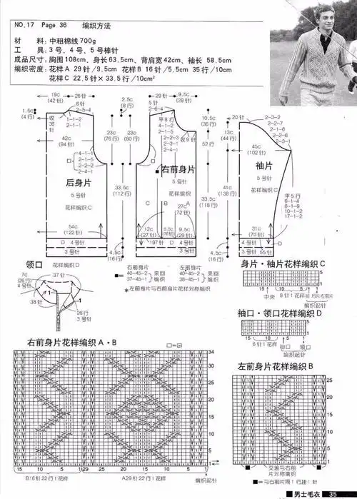 成熟帅气的男士拉链开衫外套的织法图解和教程
