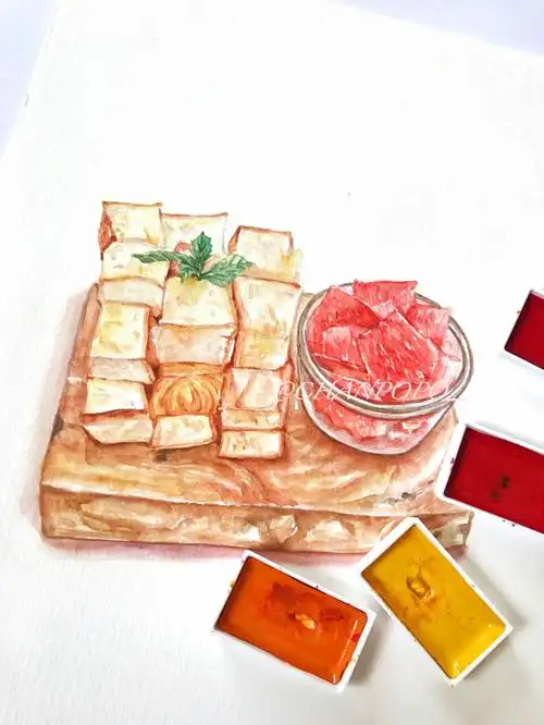 水彩手绘美食