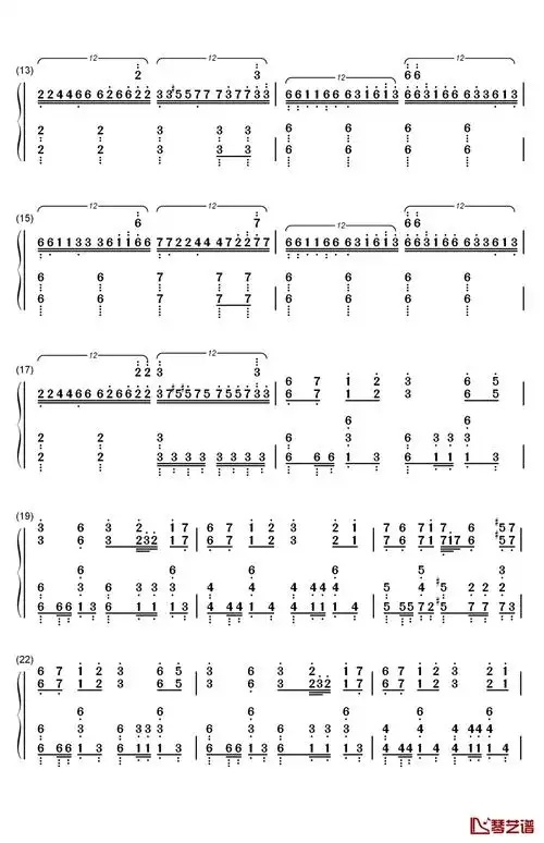 bad apple!钢琴简谱-数字双手-东方project2