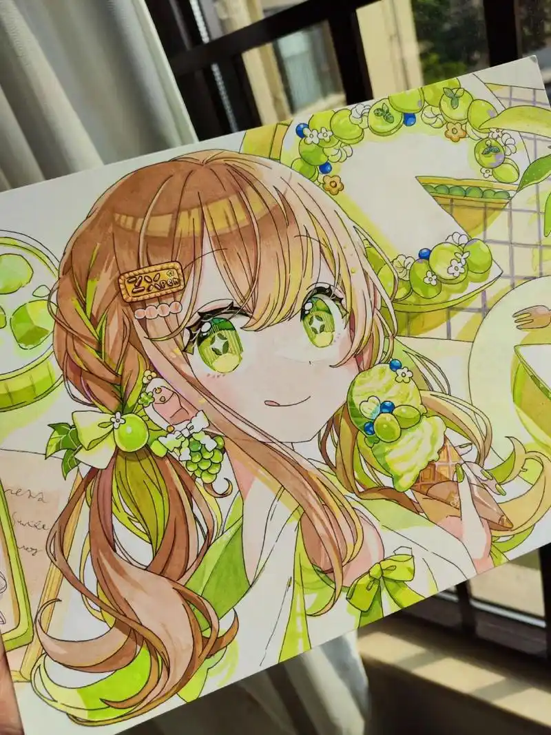 手绘动漫临摹美少女第十三弹 马克笔:法克勒四代 勾线笔:樱花 荷兰