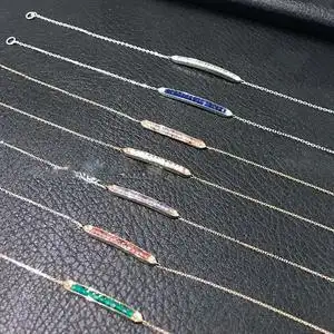 2022年正品周大福星日系 轻奢 款925银镀黄金小豌豆手链 天然绿