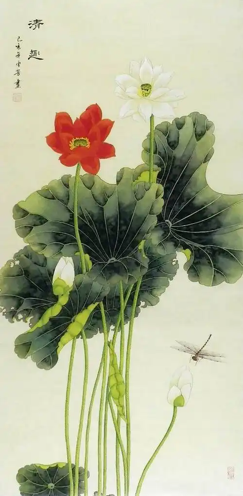 字画书画客厅装饰画精品i032015顾雪芳四尺工笔画花鸟荷花136—国画