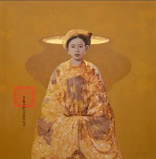 越南漆画艺术家bui huu hung画的东方女性-漆画