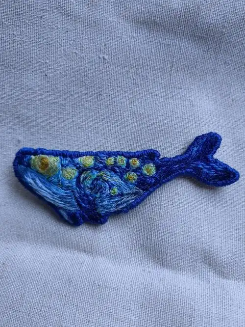 100件刺绣小物第三款小鲸鱼刺绣胸针