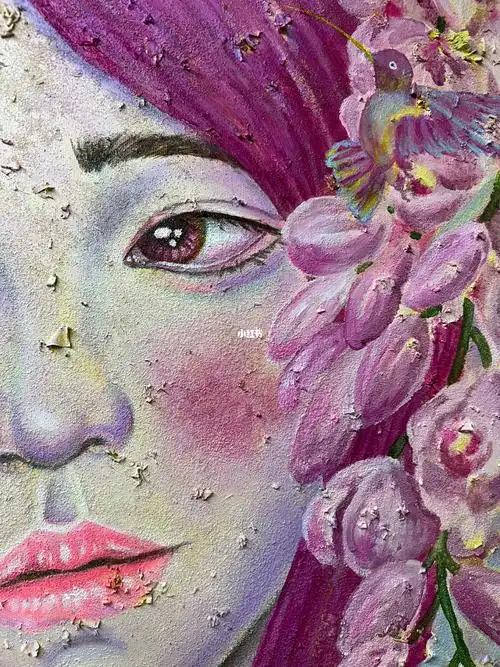 肌理绘画作品综合材料肌理画花卉细节