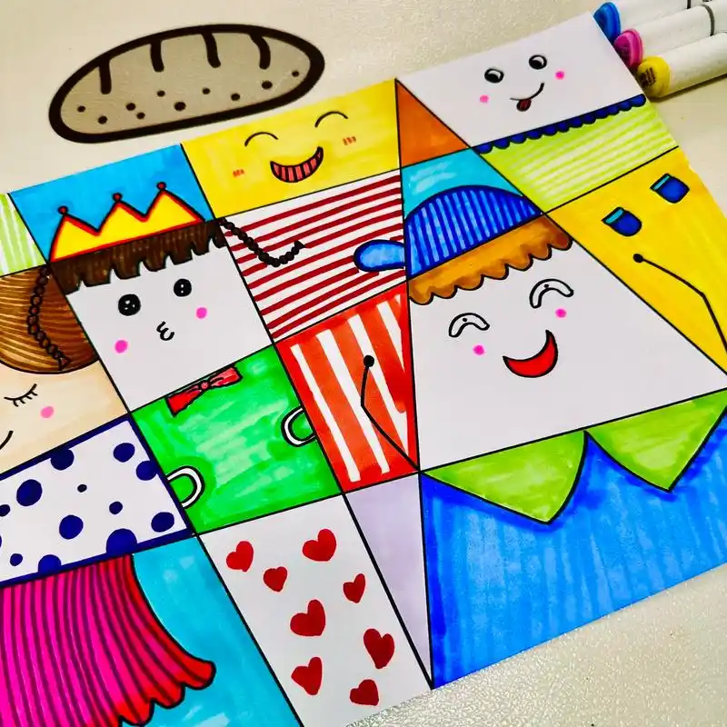 格子画,一起来做可爱的格子表情包吧!#儿童画 #简笔画 #马