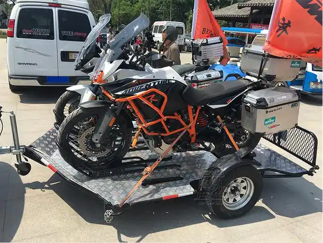 哈雷拖车摩托车拖车摩托拖板atv拖车哈雷单拖双拖三拖utv野营拖斗 单