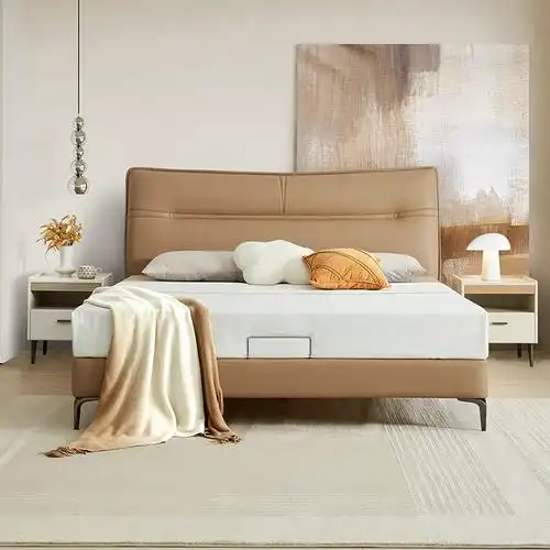 顾家家具现代简约生态云皮双人主卧床饱满靠包布艺床613/30天发货