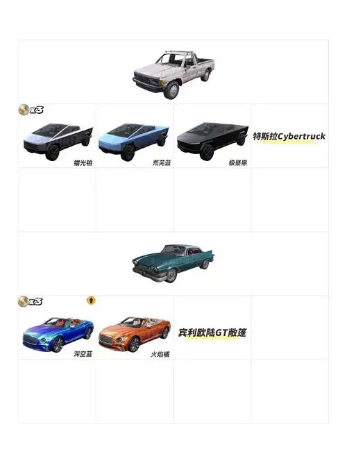 和平精英全部载具皮肤