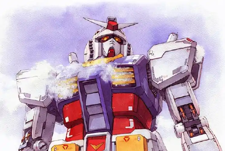 水彩风格高达胸像插画哪台机体是你的本命机