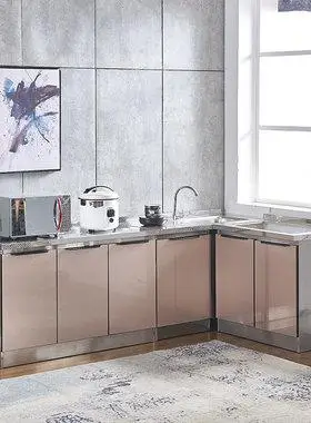 不锈钢厨房一体家用简易灶台柜橱柜