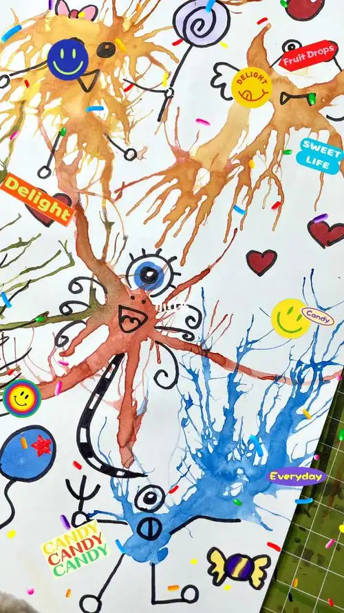 水彩吹画小怪兽