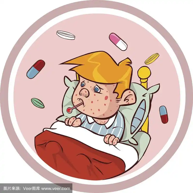 白色背景矢量插图的麻疹儿童