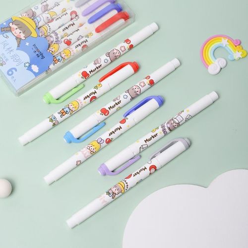 可爱少女荧光笔ins风莫兰迪马卡龙大容量划重点记号笔手绘涂鸦笔