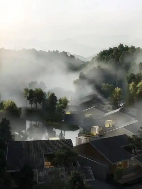 buzz庄子玉工作室翠谷环绕峨眉山悦榕庄建筑主体封顶