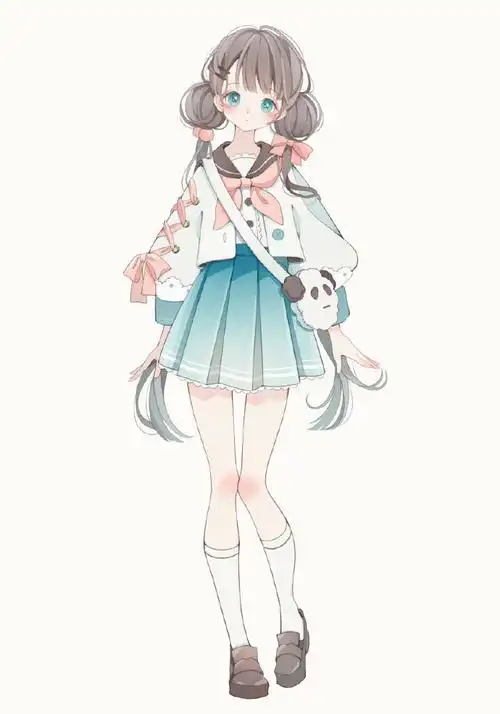 可爱动漫女生全身图 人体临摹素材