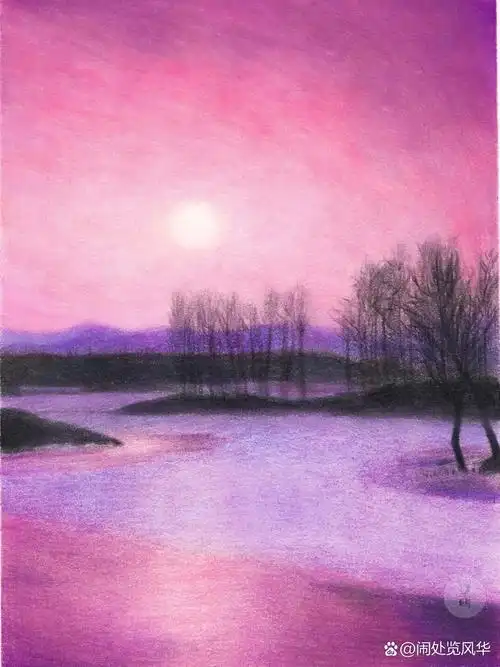 【彩铅】落日晚霞