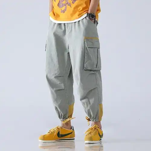 男士多口袋工装休闲裤日系欧美式潮牌束脚裤宽松小脚哈伦裤子