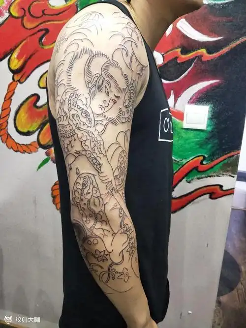 张顺破水门_纹身图案手稿图片_陆正巧的纹身作品集