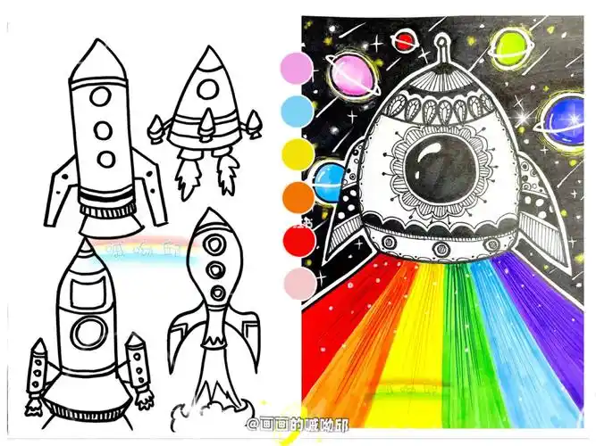 创意儿童画火箭04适合58岁