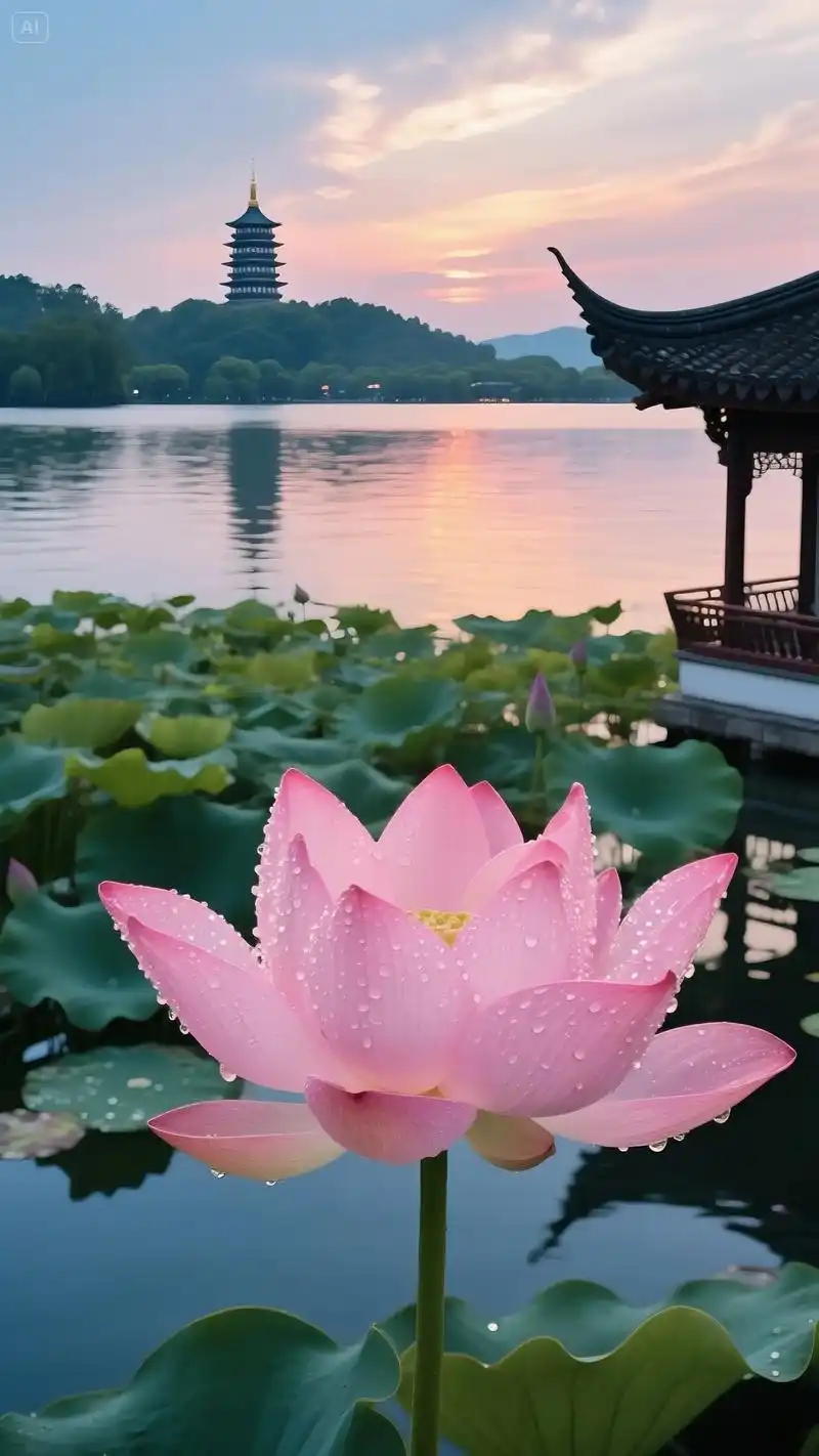 杭州西湖荷花盛开,来杭州不为别的,就为那一抹让人沉醉的西湖蓝