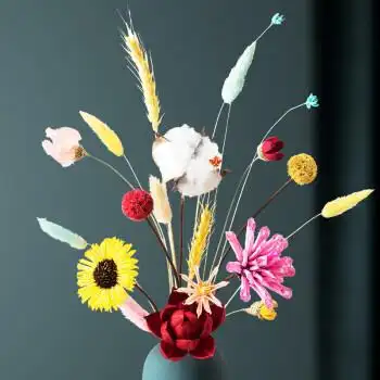 志图景德镇干花花瓶干花装饰摆件天然客厅插花小花束轻奢风干摆设家居