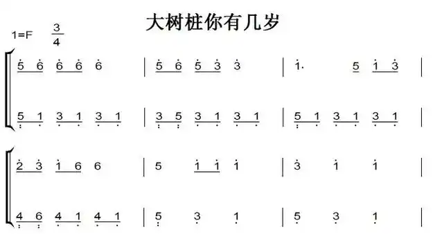 大树桩你有几岁钢琴谱小学幼儿简单版带试听赠五线谱指法下