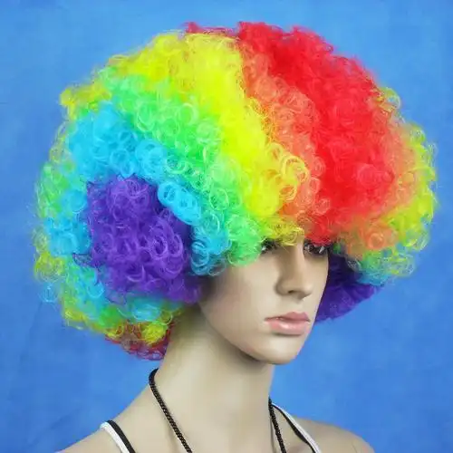 万圣节化纤表演假发小丑表演搞笑头套国旗球迷爆炸头套厂家批发