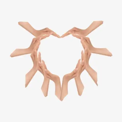 矢量创意组成爱心的手