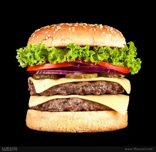 双层汉堡美食高清图片