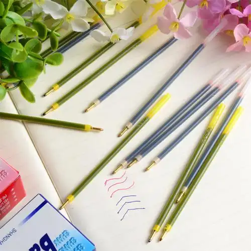 批发红色圆珠笔芯中性替芯油笔芯怀旧教师蓝圆珠笔芯上海321