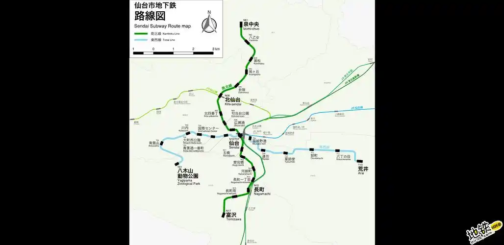 日本仙台市营地铁线路图运营时间票价站点查询下载