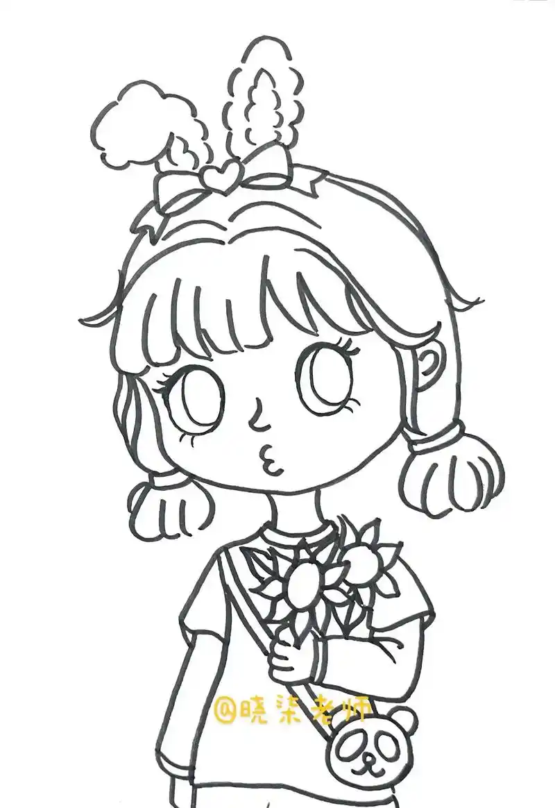 好看的线描小女孩喜欢一起画起来吧