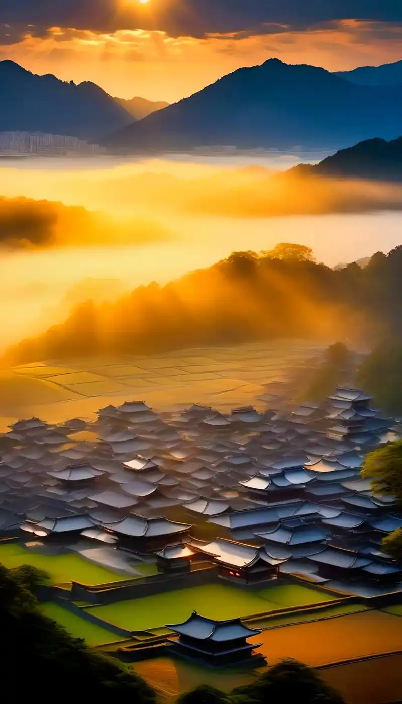 霞光溢彩满苍穹,江天万里一色红.恰似蓬莱逢喜 - 抖音