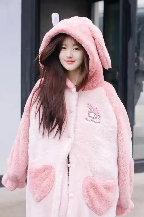 赵露思瑚绒网红学生网学生加厚加绒睡衣珊瑚睡袍睡衣