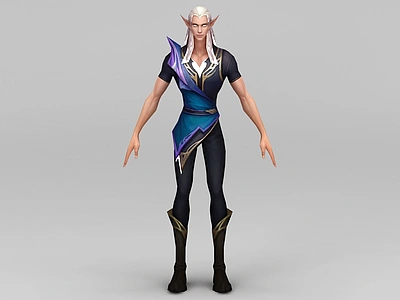 3d精灵男动漫游戏角色模型