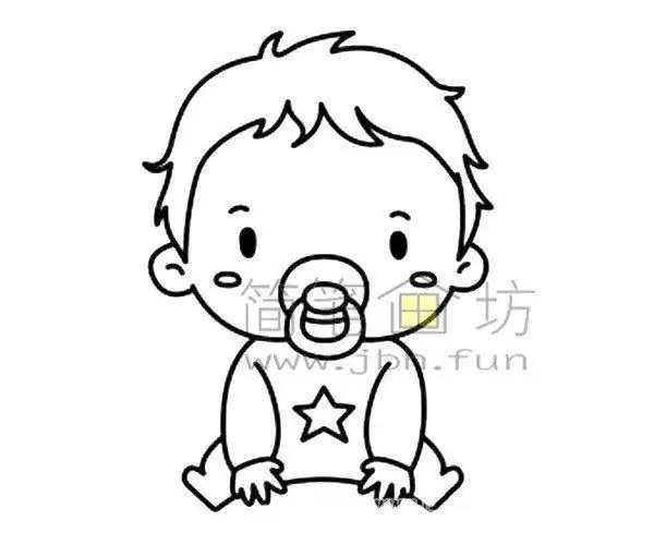 头像简笔画婴儿含着奶嘴的宝宝简笔画的画法手工简笔画-吸奶嘴的小