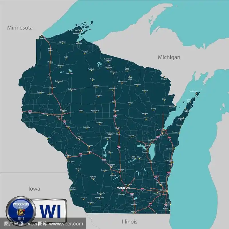 美国威斯康星州地图