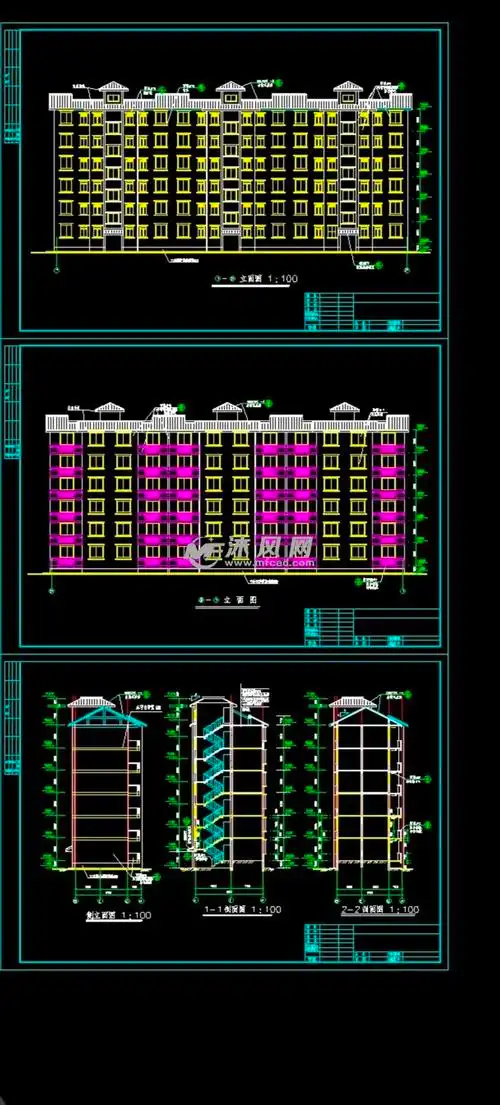 3个单元式房建筑设计图- 住宅建筑图纸 - 沐风网