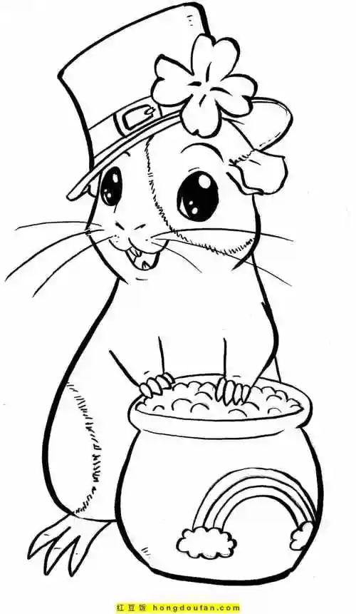 10张有着圆滚滚黑眼珠的可爱小仓鼠宠物卡通简笔画