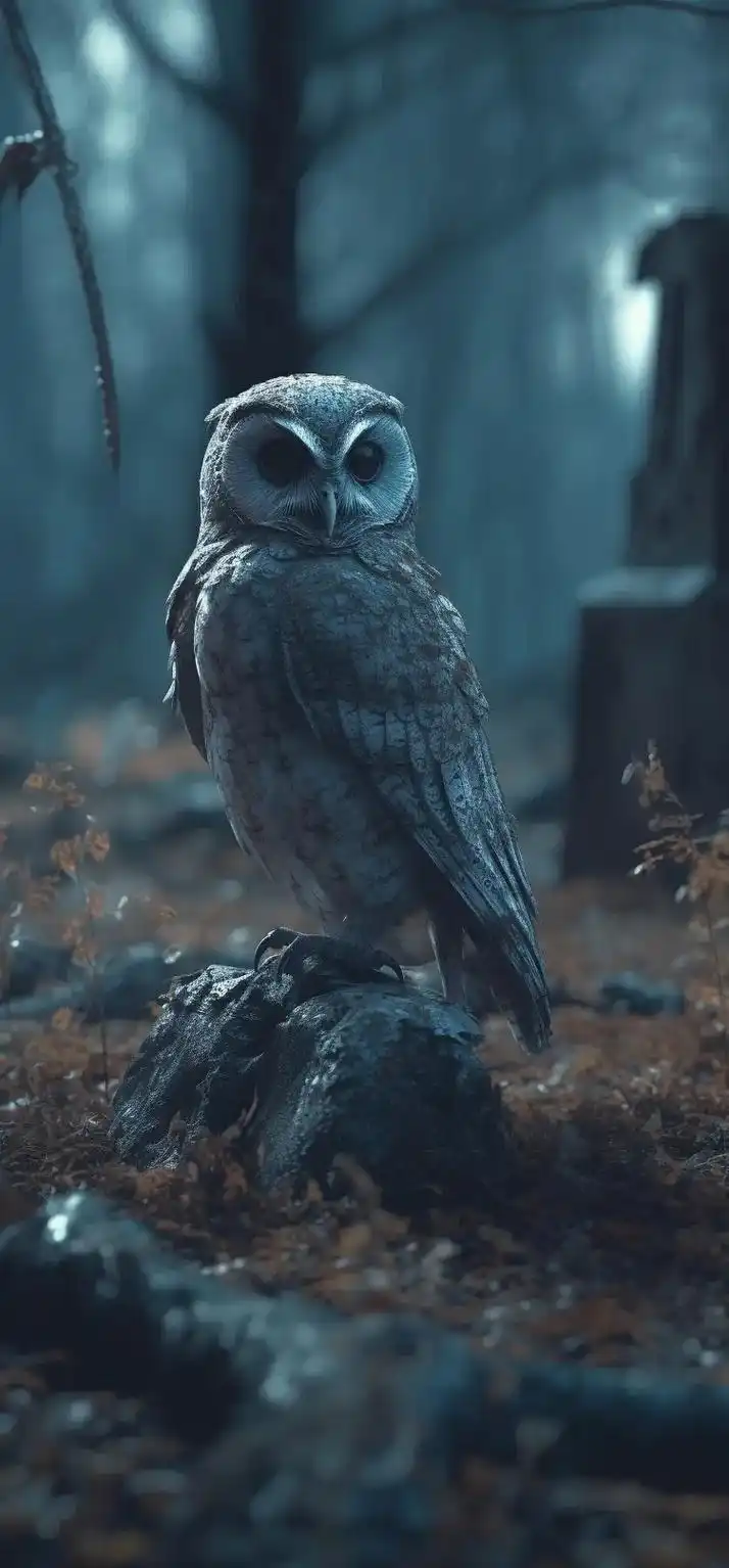 为什么我觉得晚上的猫头鹰特别恐怖.#ai绘画 #原创 #恐怖 - 抖音