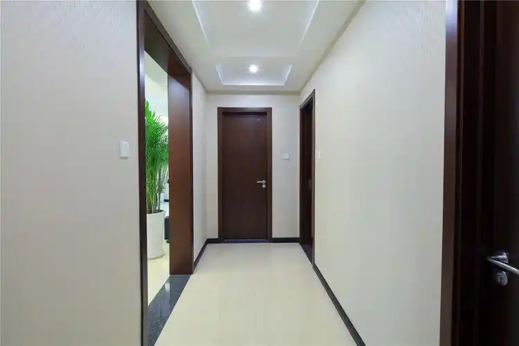 现代简约走廊实木门三居过道装修效果图