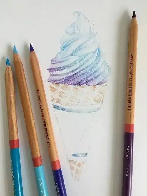 彩铅教程:冰激凌画法步骤!