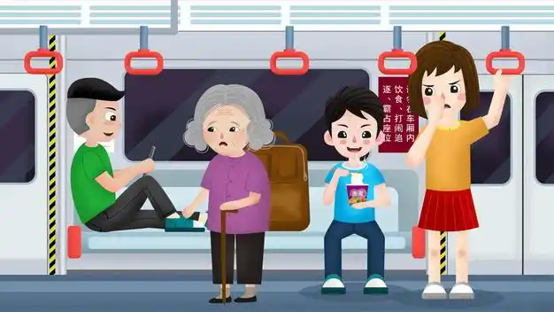 让座文明乘坐地铁等公共交通工具宣传插画426932png图片素材