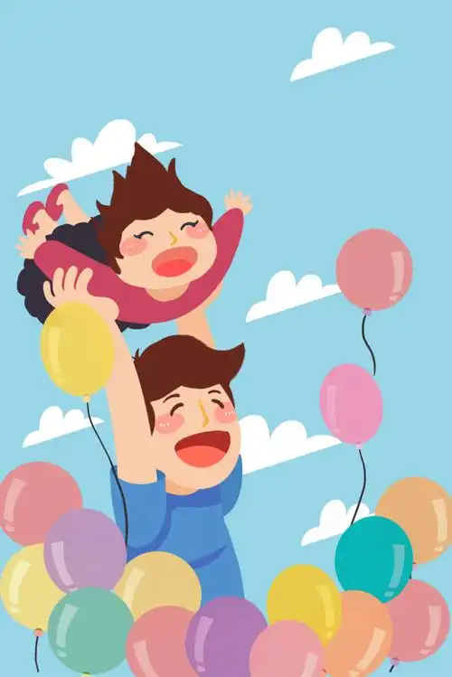 卡通父亲节亲子快乐背景图