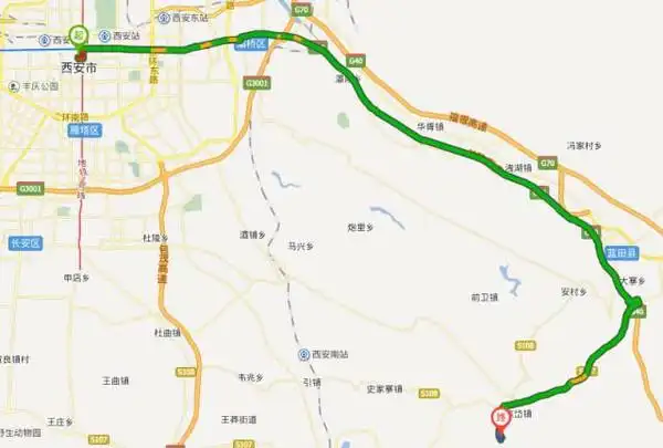 0公里,历时1小时42分钟,途径:沪陕高速公路,关中环线 ▲葛牌镇区苏维