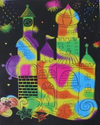 手刮画炫彩城堡