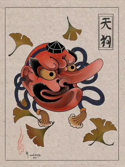 天狗_纹身图案手稿图片_南桥的纹身作品集
