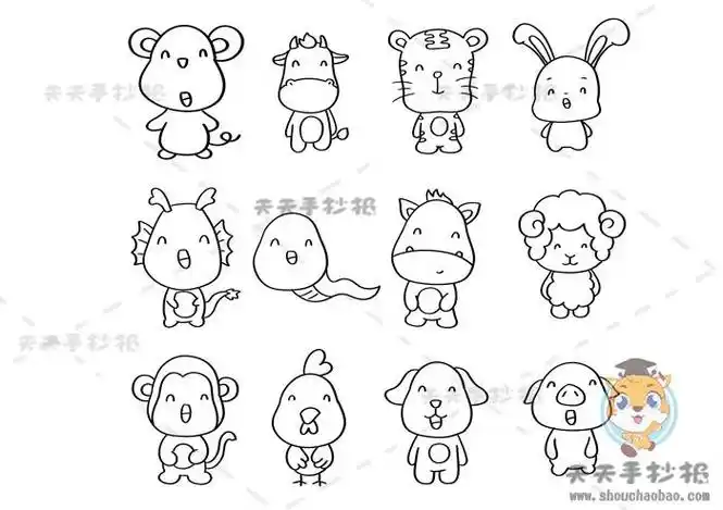 十二生肖简笔画大全
