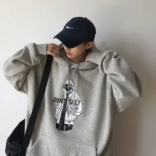 连帽卫衣男加绒韩版bf原宿风